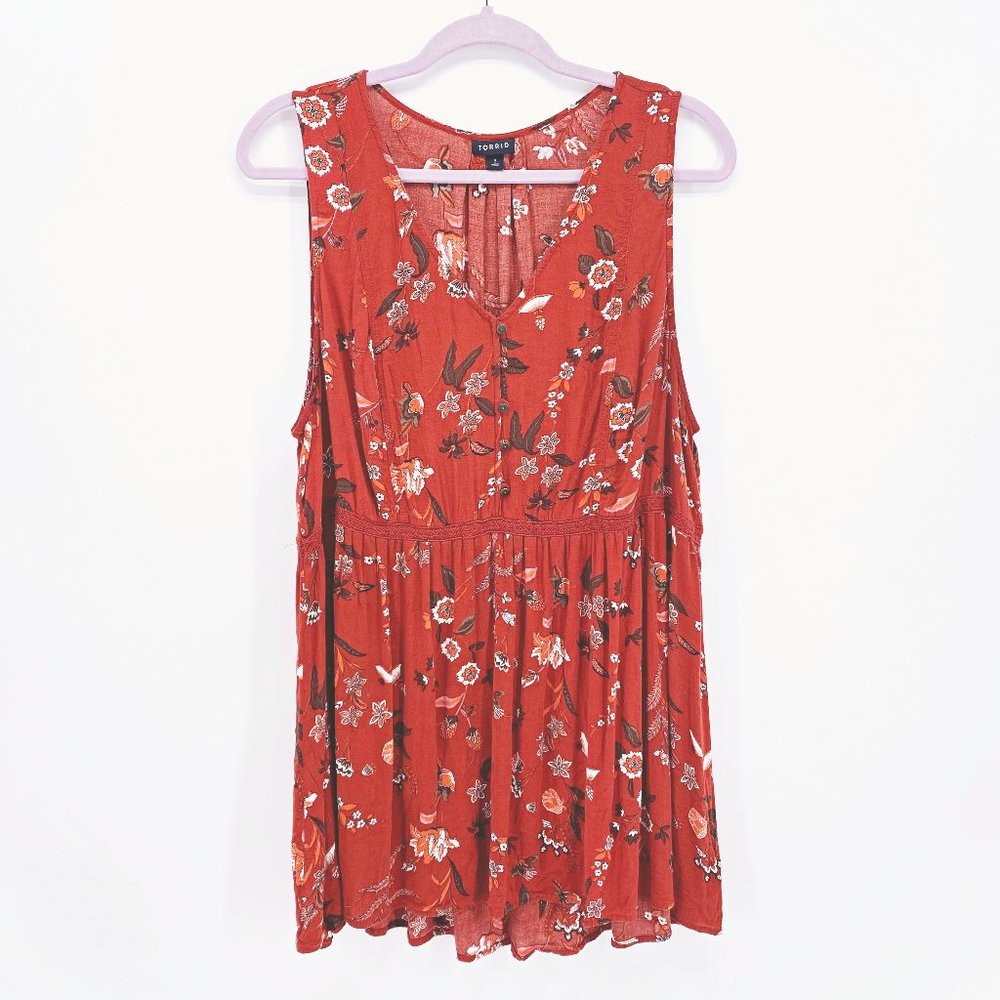 Torrid Babydoll Stretch Challis Tunic Tank